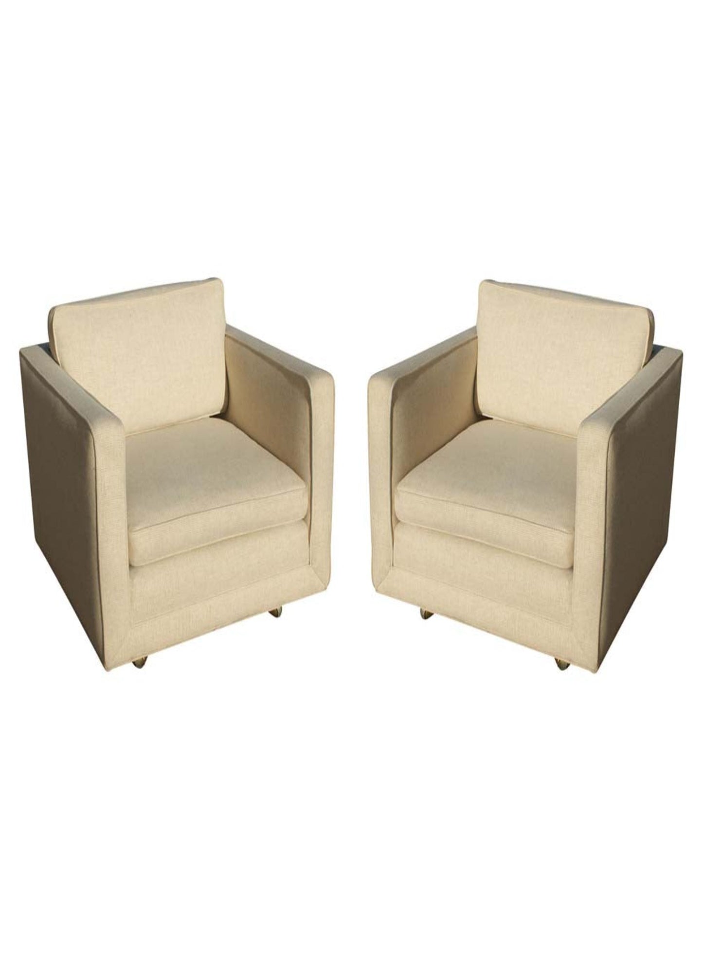 (2) Vintage Dunbar Wormley Style Down Lounge Armchairs (abr88)