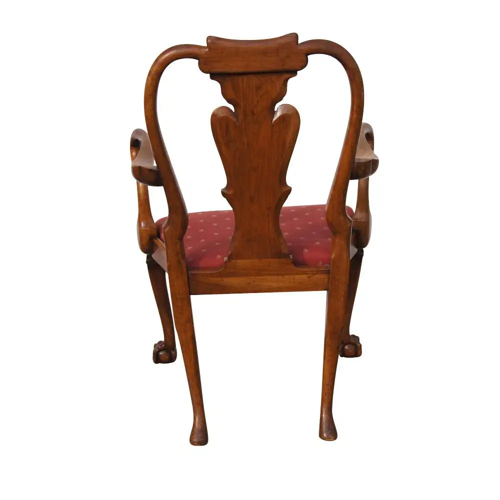 George III Chippendale Style English Carved Wood Side Arm Chair