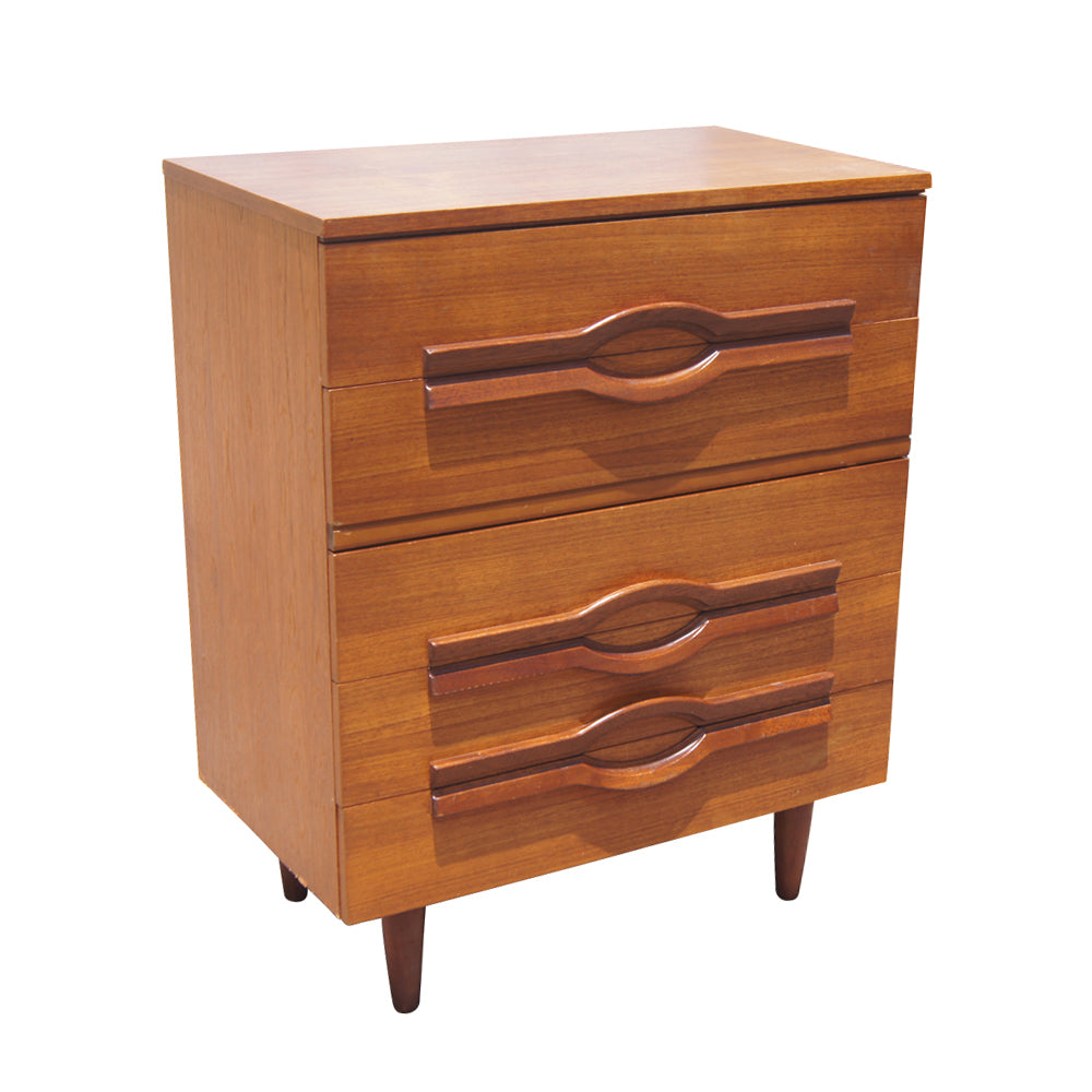 Vintage mid century modern teak dresser with sleek wood finish