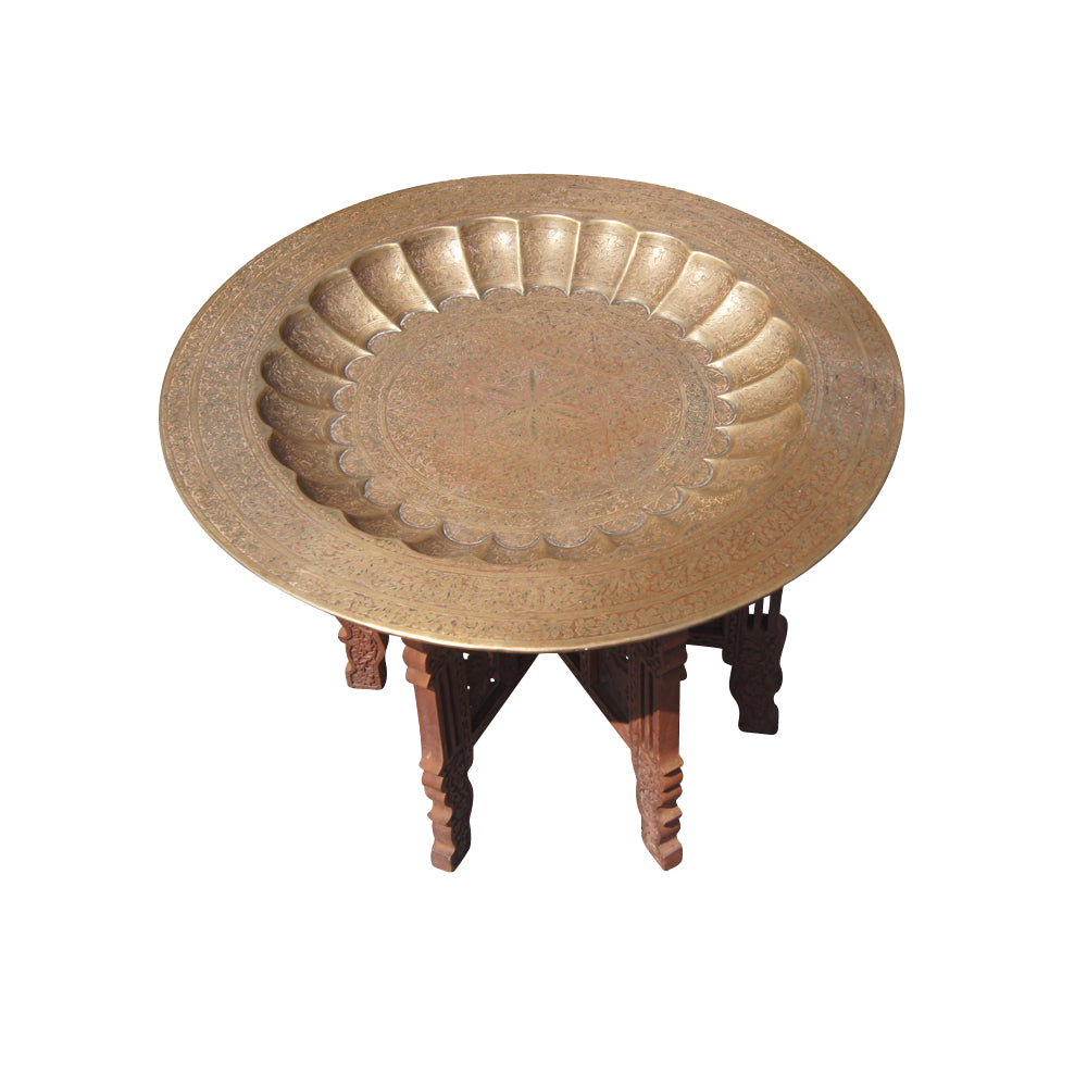 23″ Antique Indian Bronze Campaign Folding Tray Table