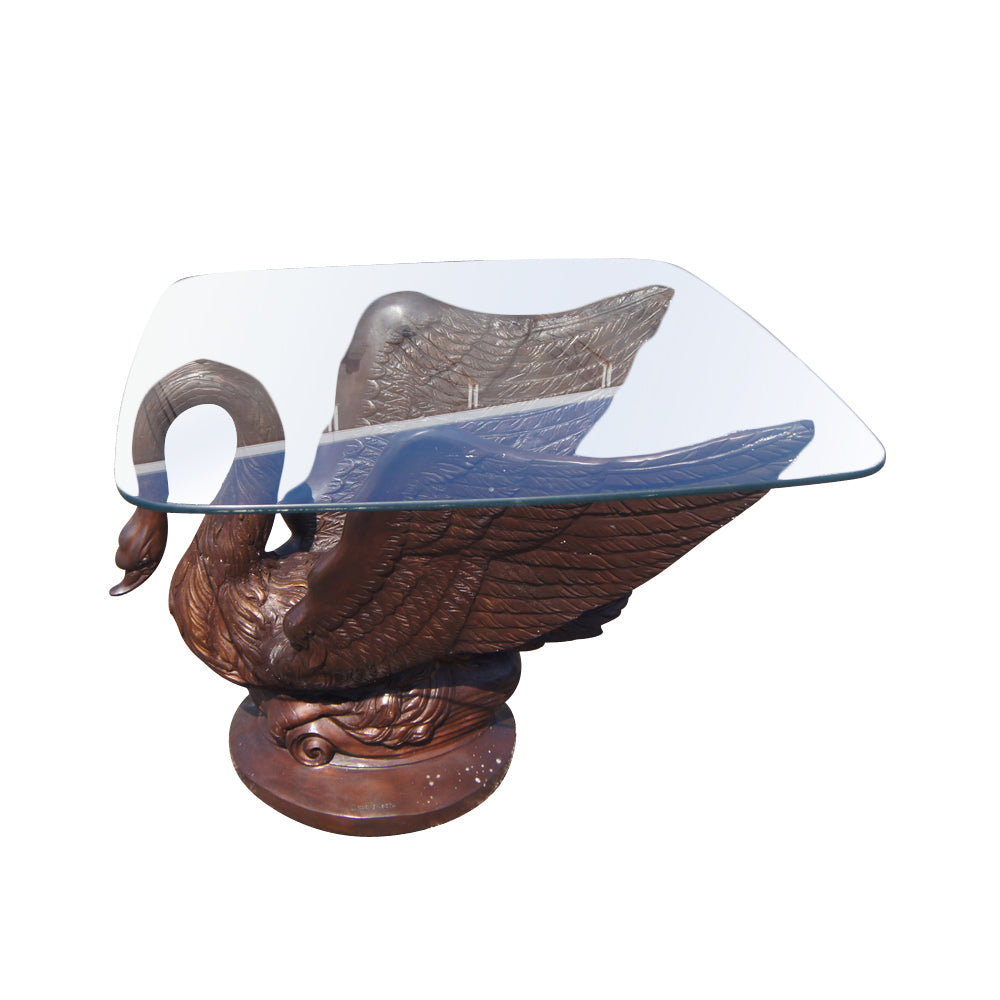 Vintage bronze swan pedestal base for glass top table