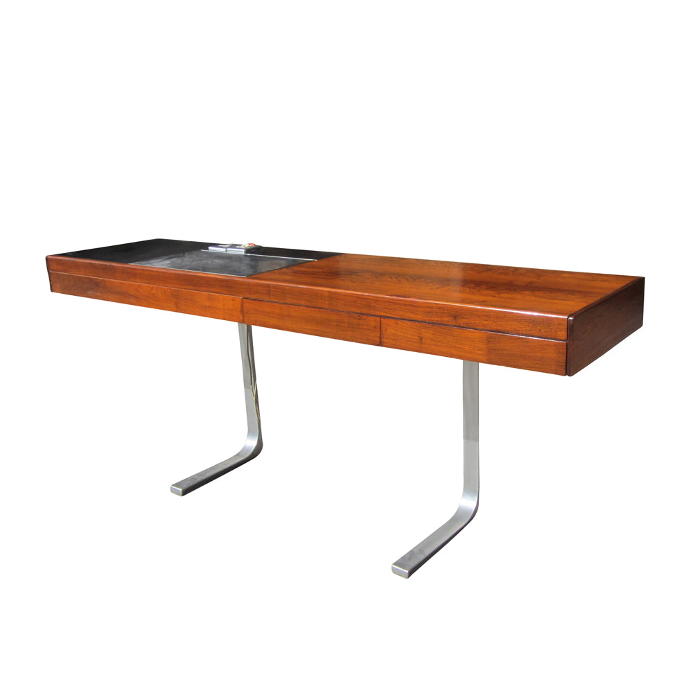 72 inch mid-century rosewood console with sleek design
