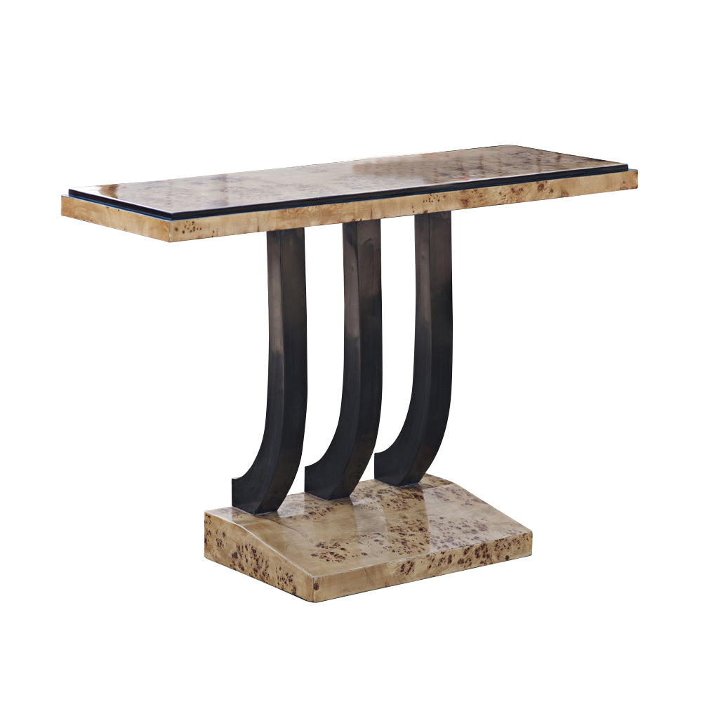 Classic burled wood Art Deco console perfect for sophisticated interiors