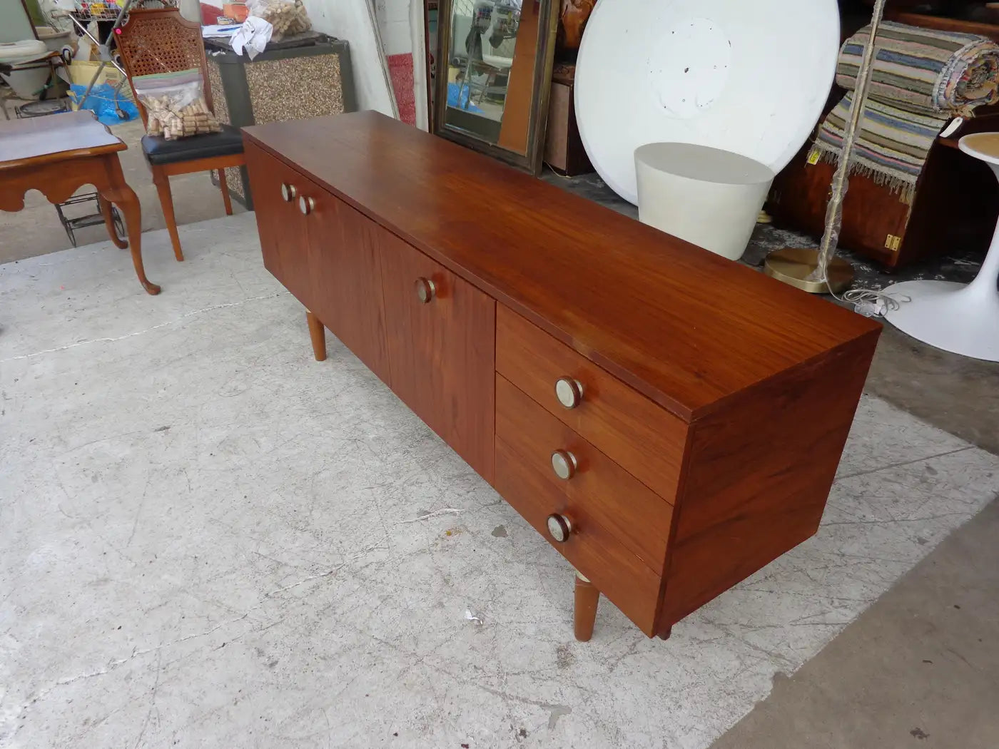 Teak dresser with stylish aluminum handles