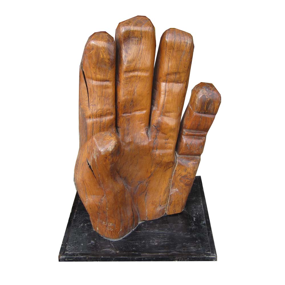 Vintage wooden sculptural hand art piece for home decor