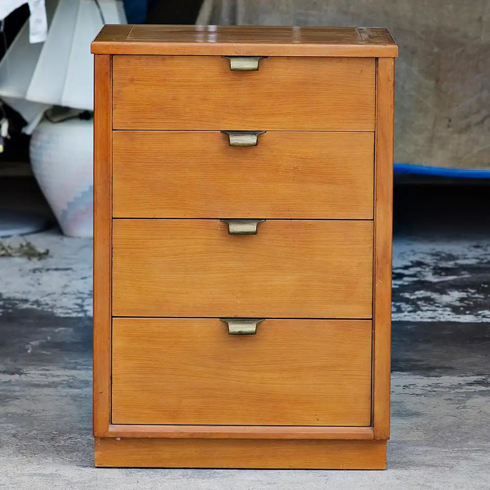Classic mid-century Drexel nightstand with brass handles