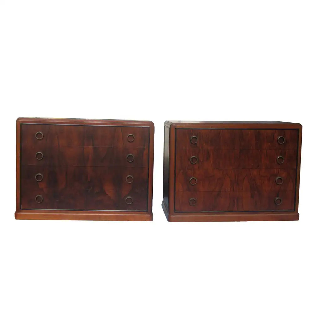 Pair of Rare and Exceptional 1930s Art Deco Rosewood Nightstand Drawers