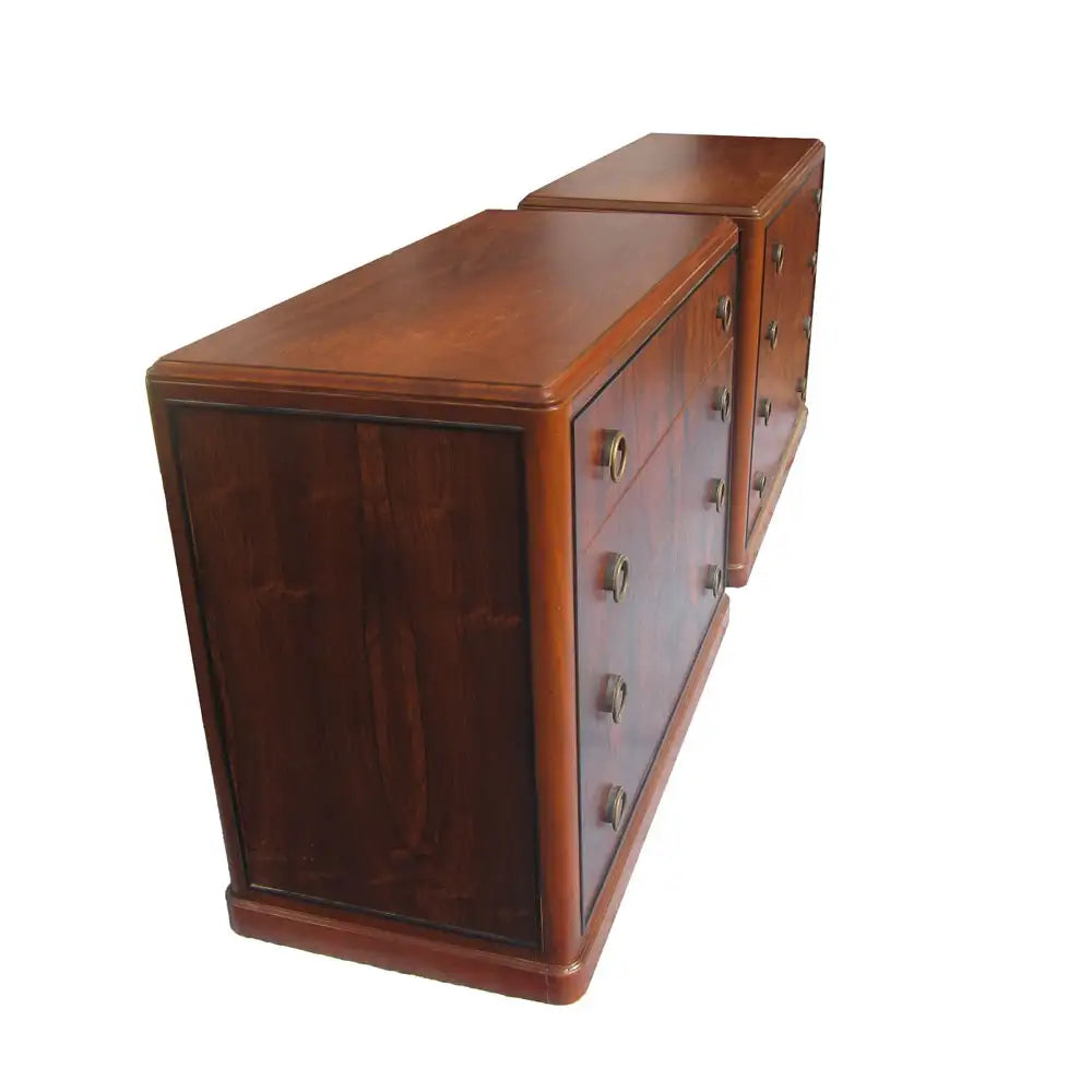 Pair of Rare and Exceptional 1930s Art Deco Rosewood Nightstand Drawers