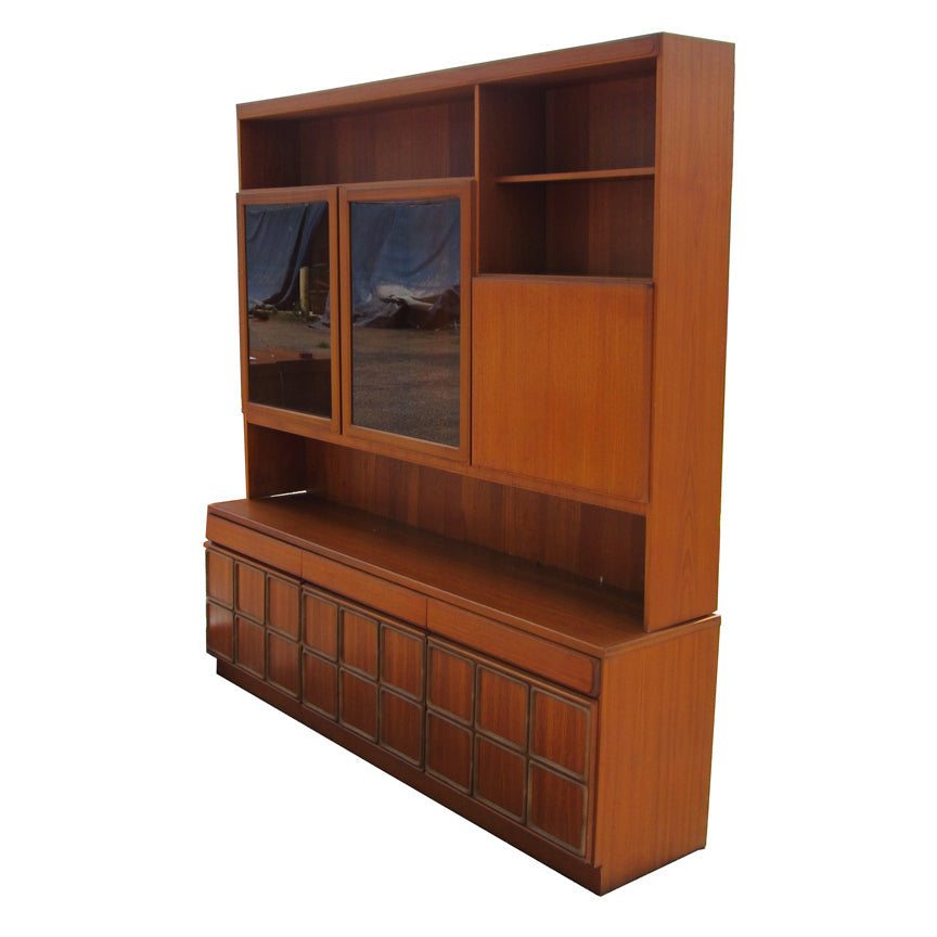 Vintage credenza with glass display cabinet and storage