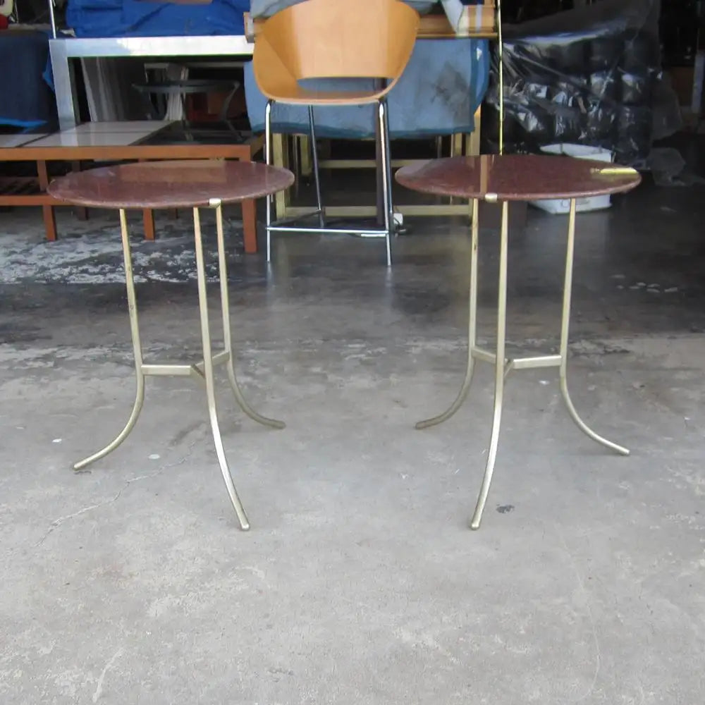 Vintage Cedric Hartman side tables with granite surface