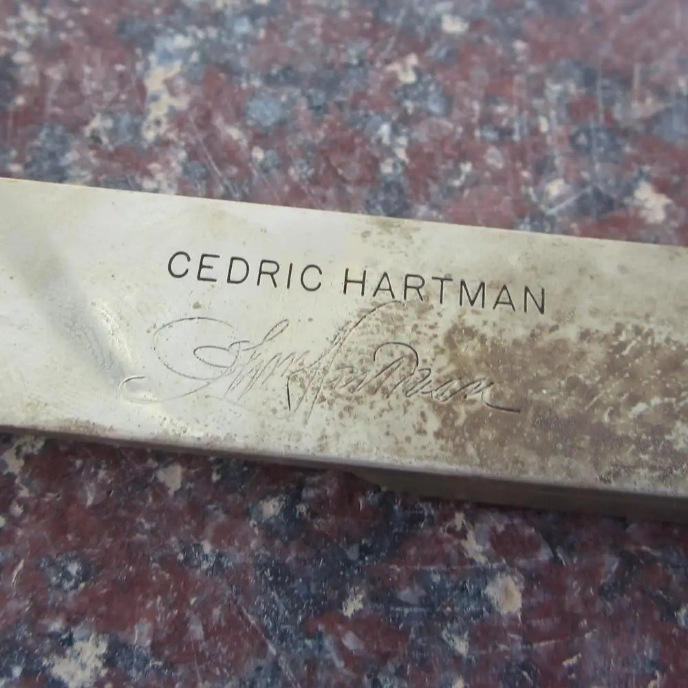 Cedric Hartman mid-century granite side tables pair close-up