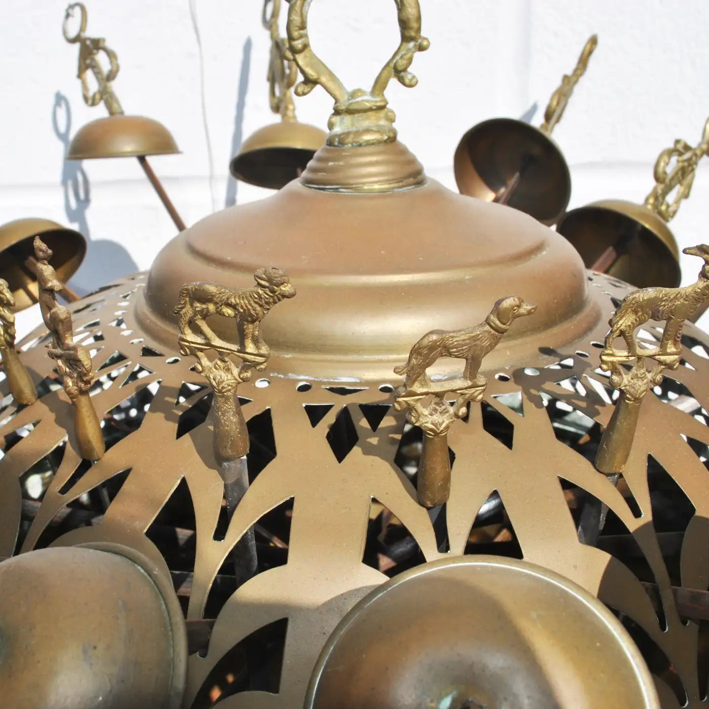 Brass grill with Turkish kebab skewers