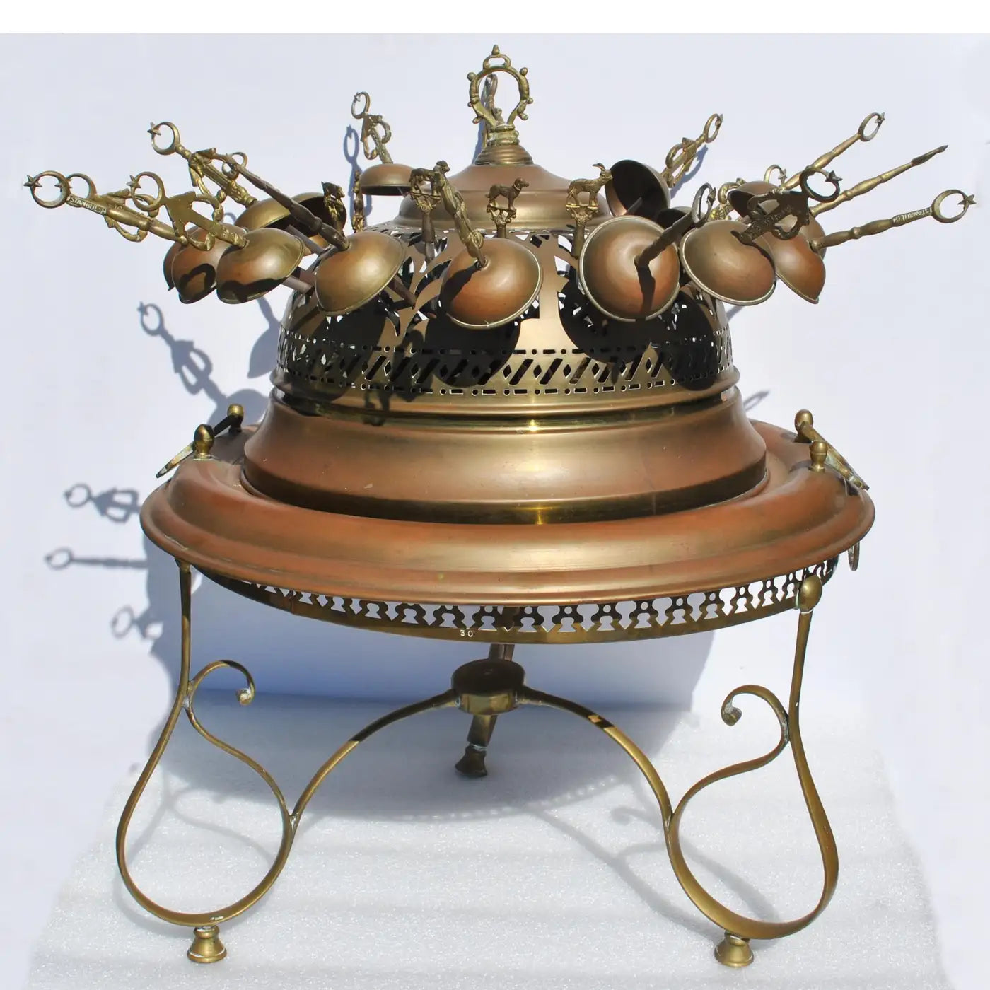 Authentic Turkish brass BBQ brazier with skewers