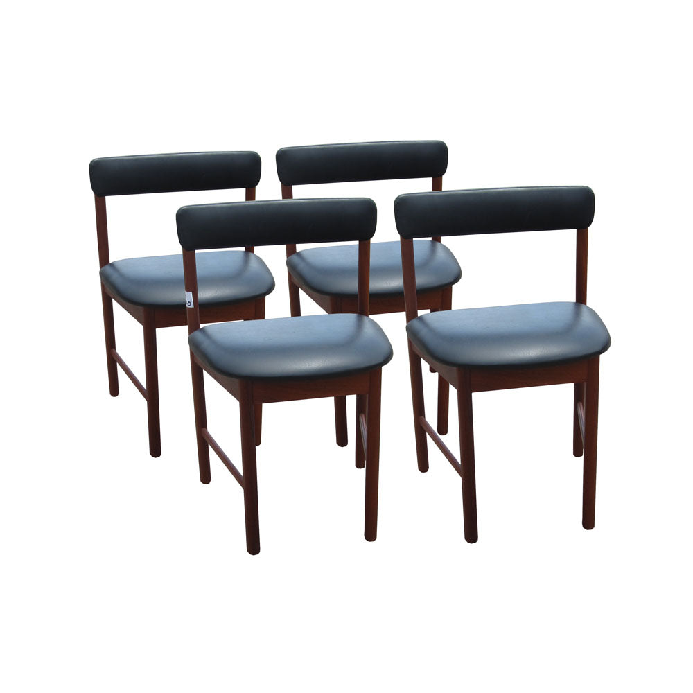 Vintage mid-century rosewood leather chairs in Hans Olsen style