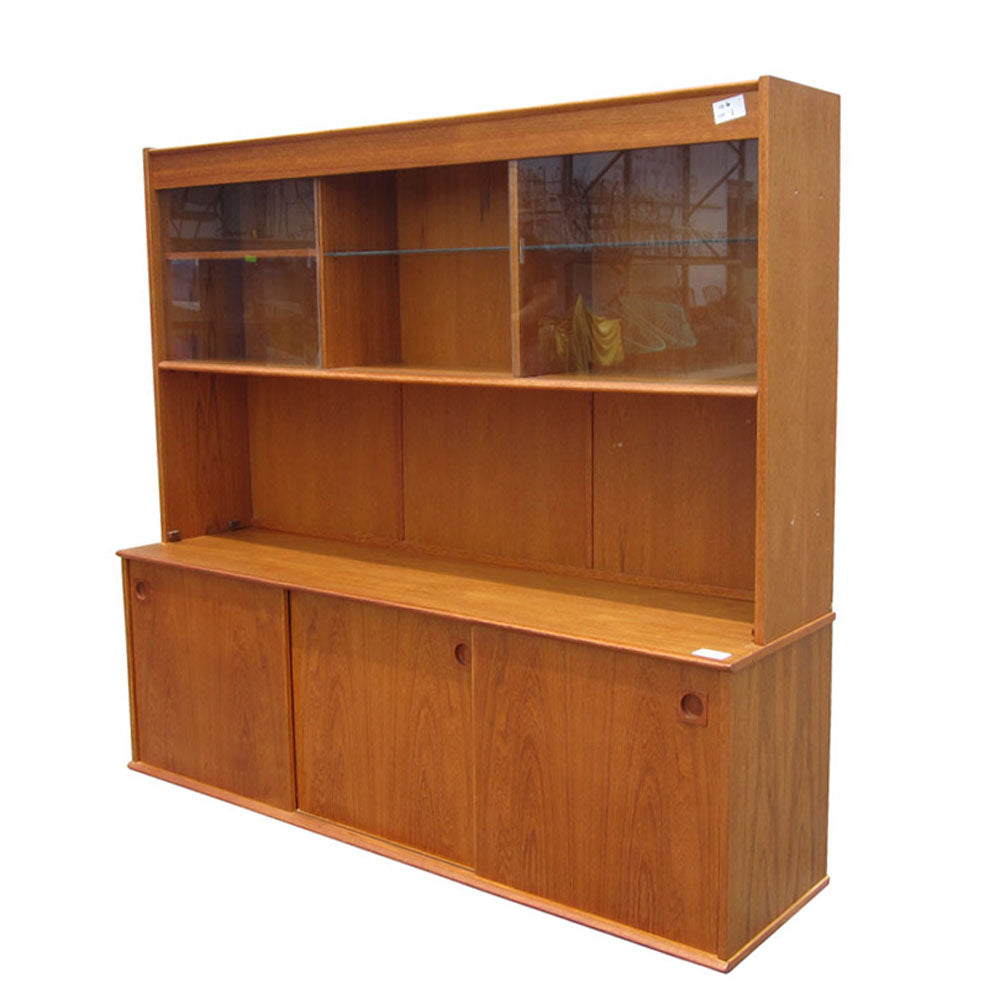 Vintage mid century Danish teak buffet and hutch MR13724 with elegant wood finish