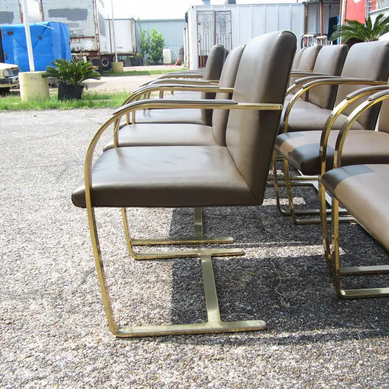 Mid-century modern brass Brno side chair