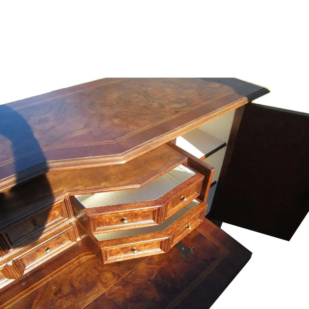 Side view of vintage solid wood Italian desk