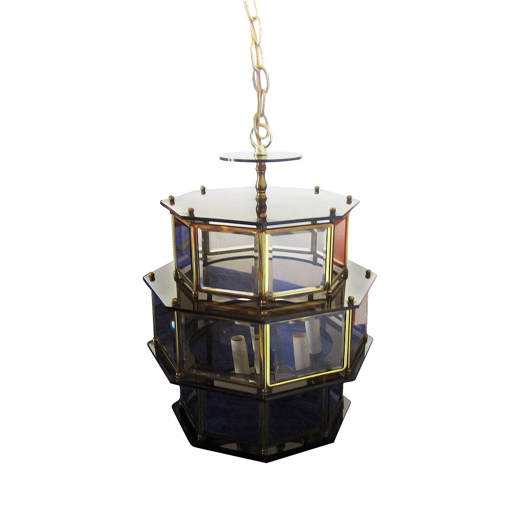 17.5″ Vintage Smoked Glass Lucite Chandelier (MR14122)