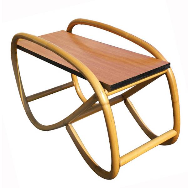 Mid century modern rattan side table by Paul Frankl