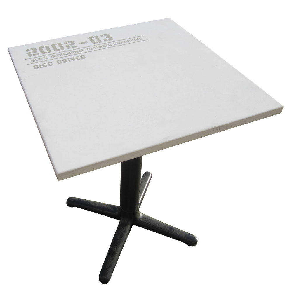 Vintage UT Ultimate Frisbee team memorabilia table from 2002-03 season