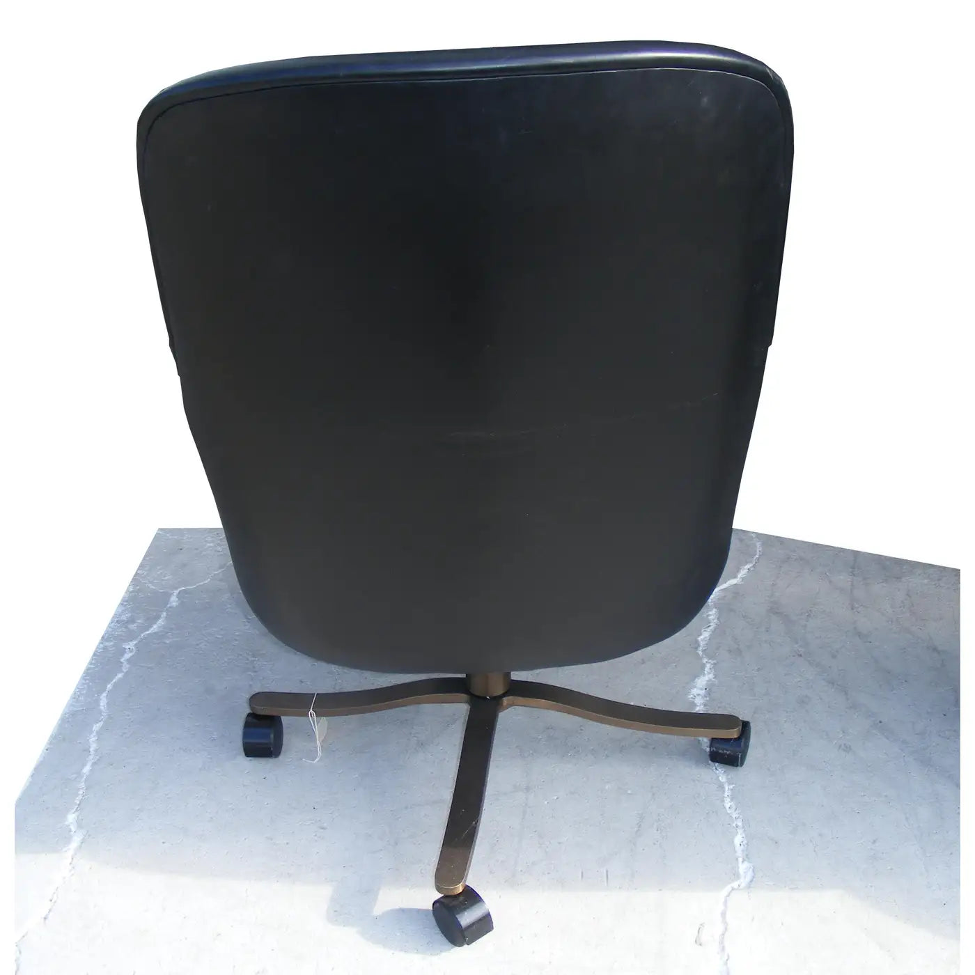 Vintage Mid Century Zographos Alpha Chair Black Leather Bronze Base (MR15263)