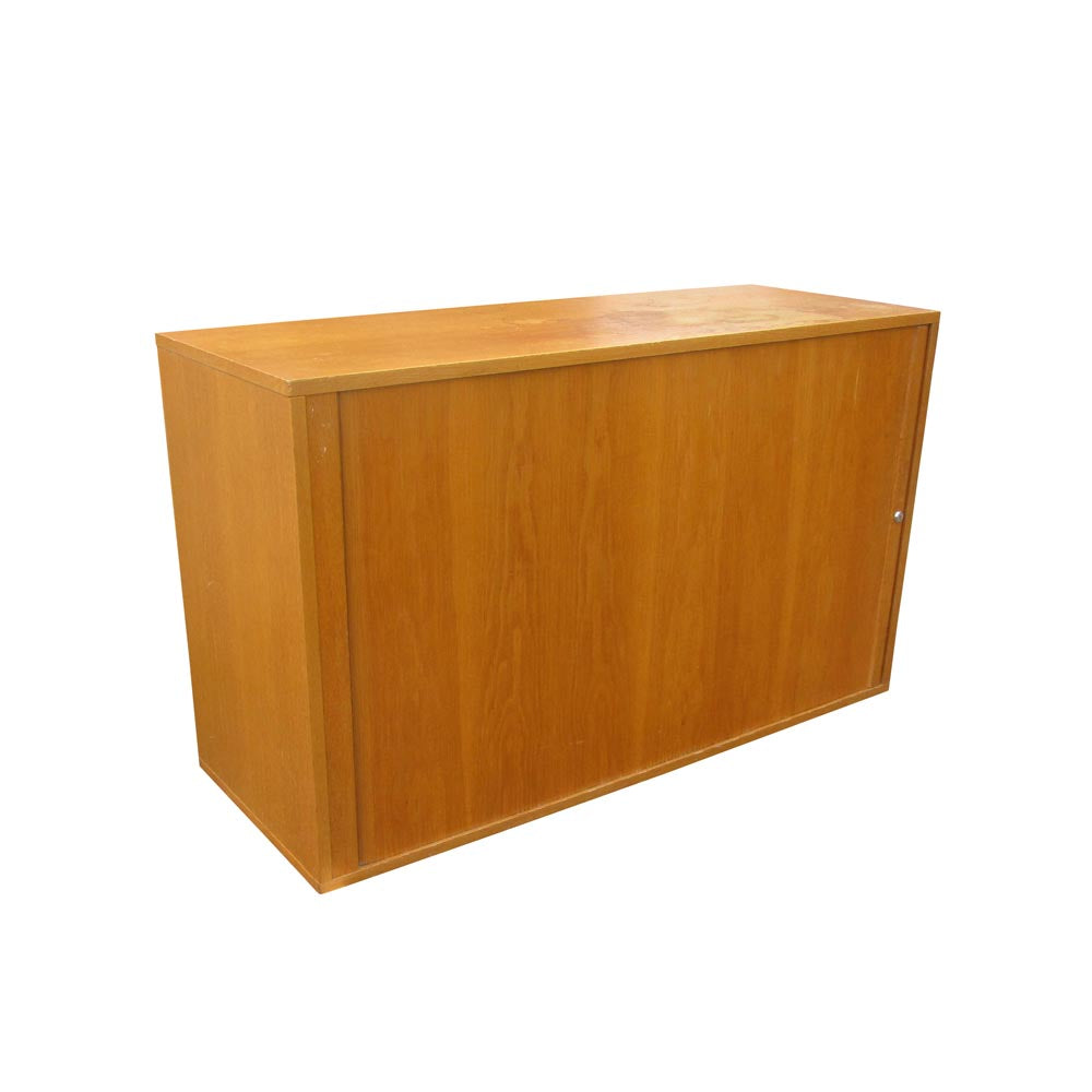 Vintage Danish tambour door cabinet with mid-century wood design from Metro Retro Furniture