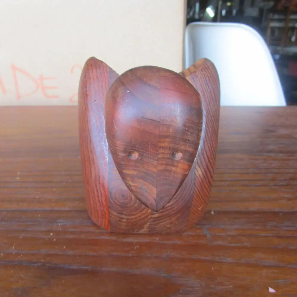 Deborah Bump teak wood duck sculpture close-up