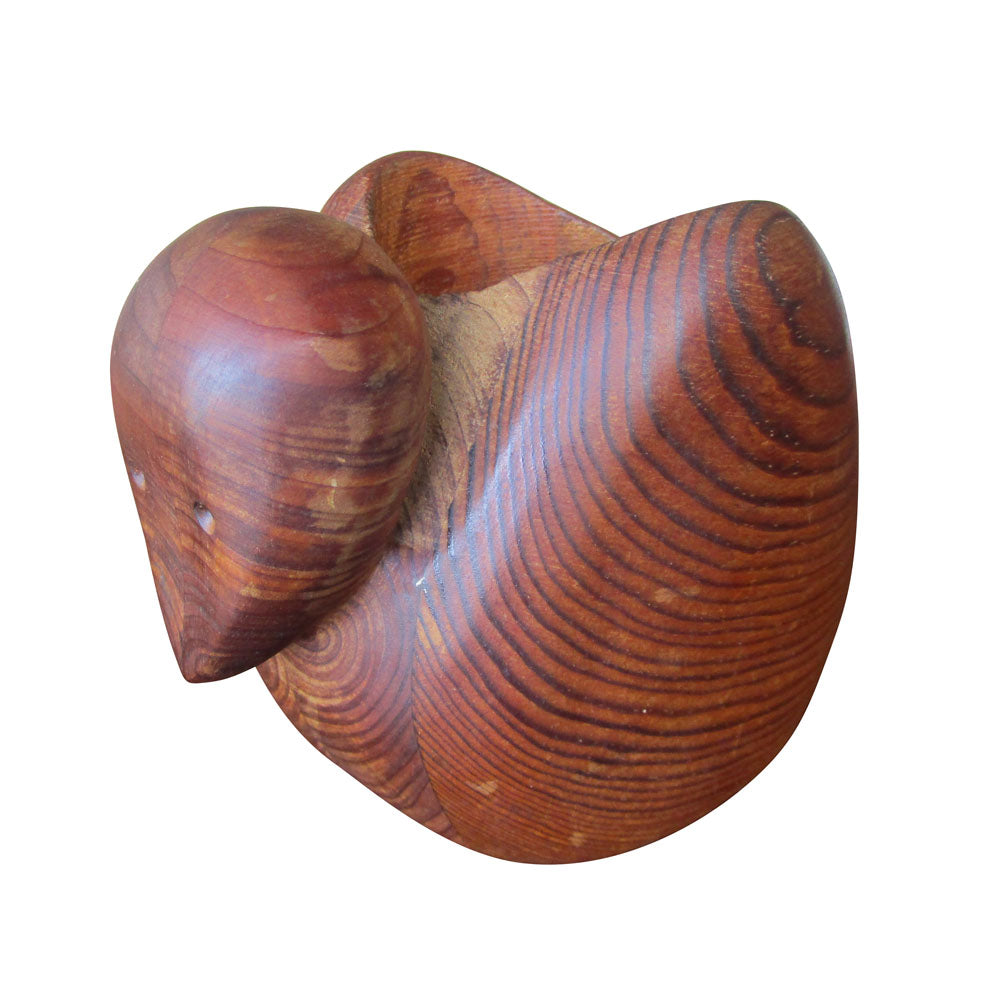 Hand-carved vintage teak duck sculpture