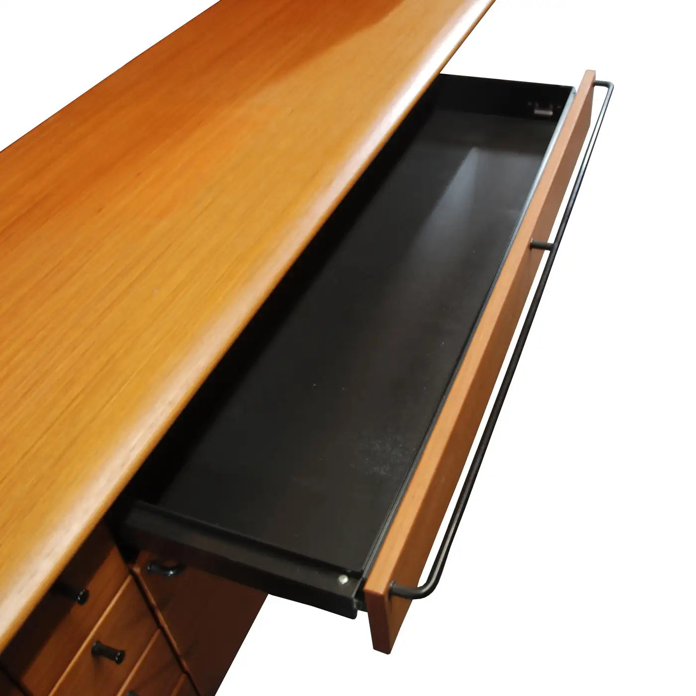 Front view of 5ft Herman Miller wood hutch credenza by Geoff Hollington