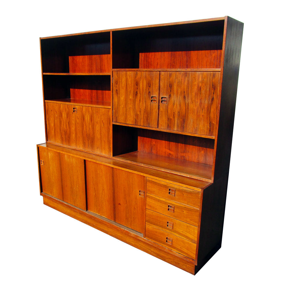Rosewood shelving and storage cabinet vintage style