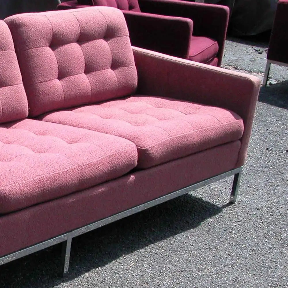 Florence Knoll Burgundy Sofa 3 Seater