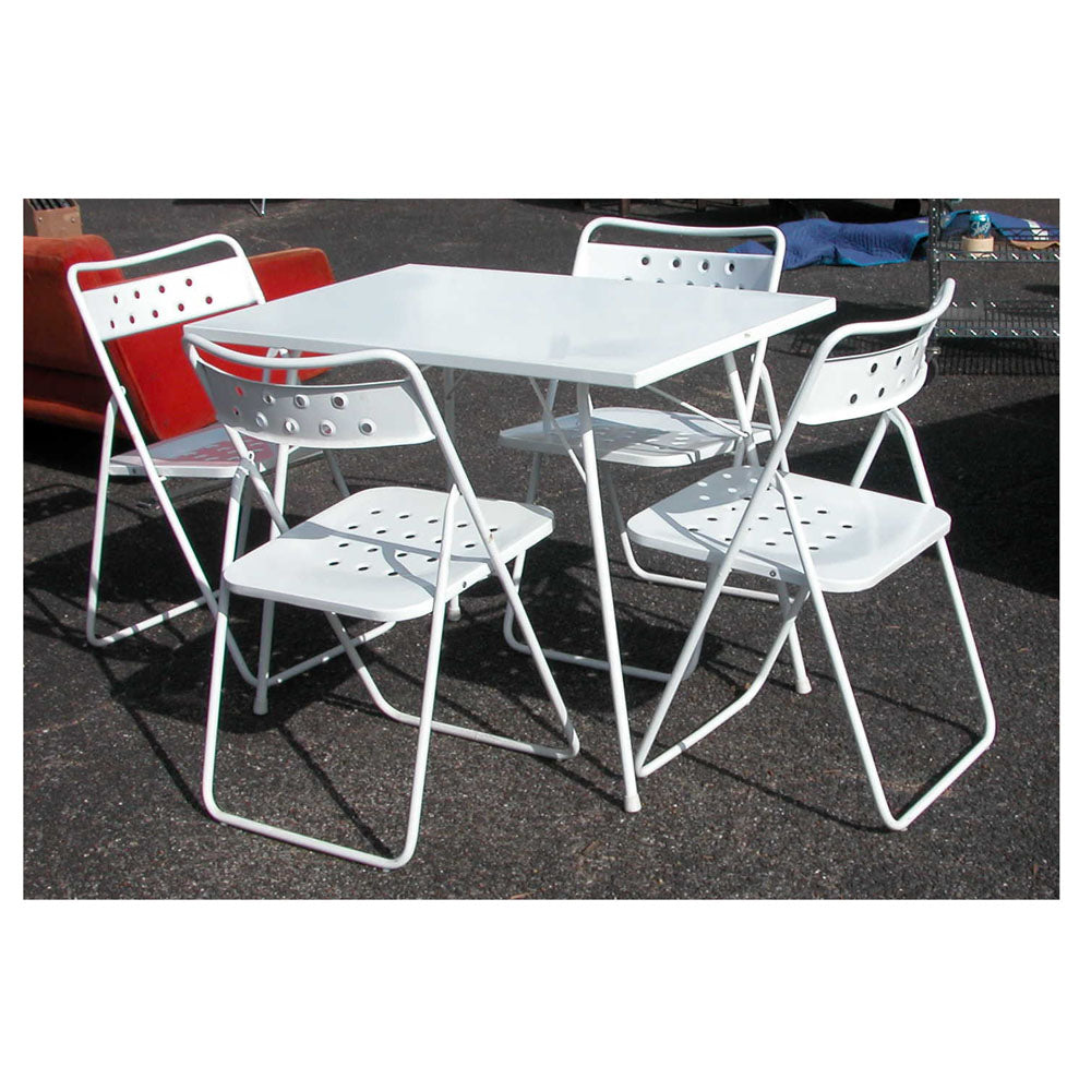 Set of folding table and chairs, portable and space-saving furniture