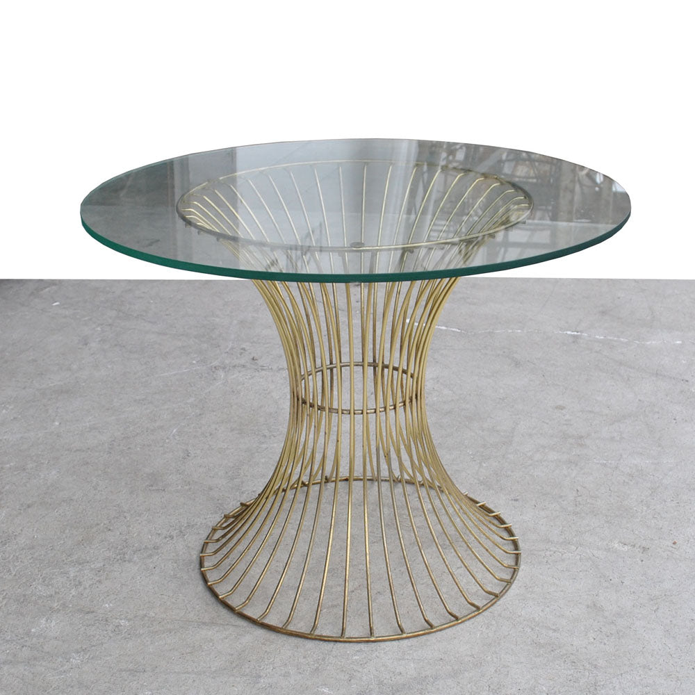 Retro wire base Platner style side table with round top