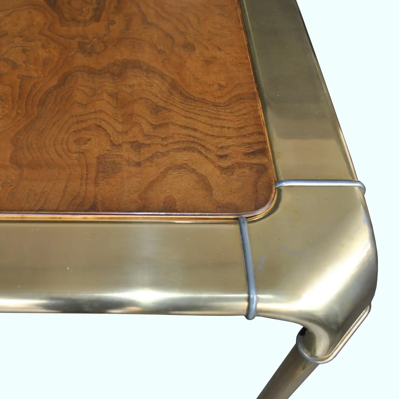 Retro Widdicomb dining table in burl and brass