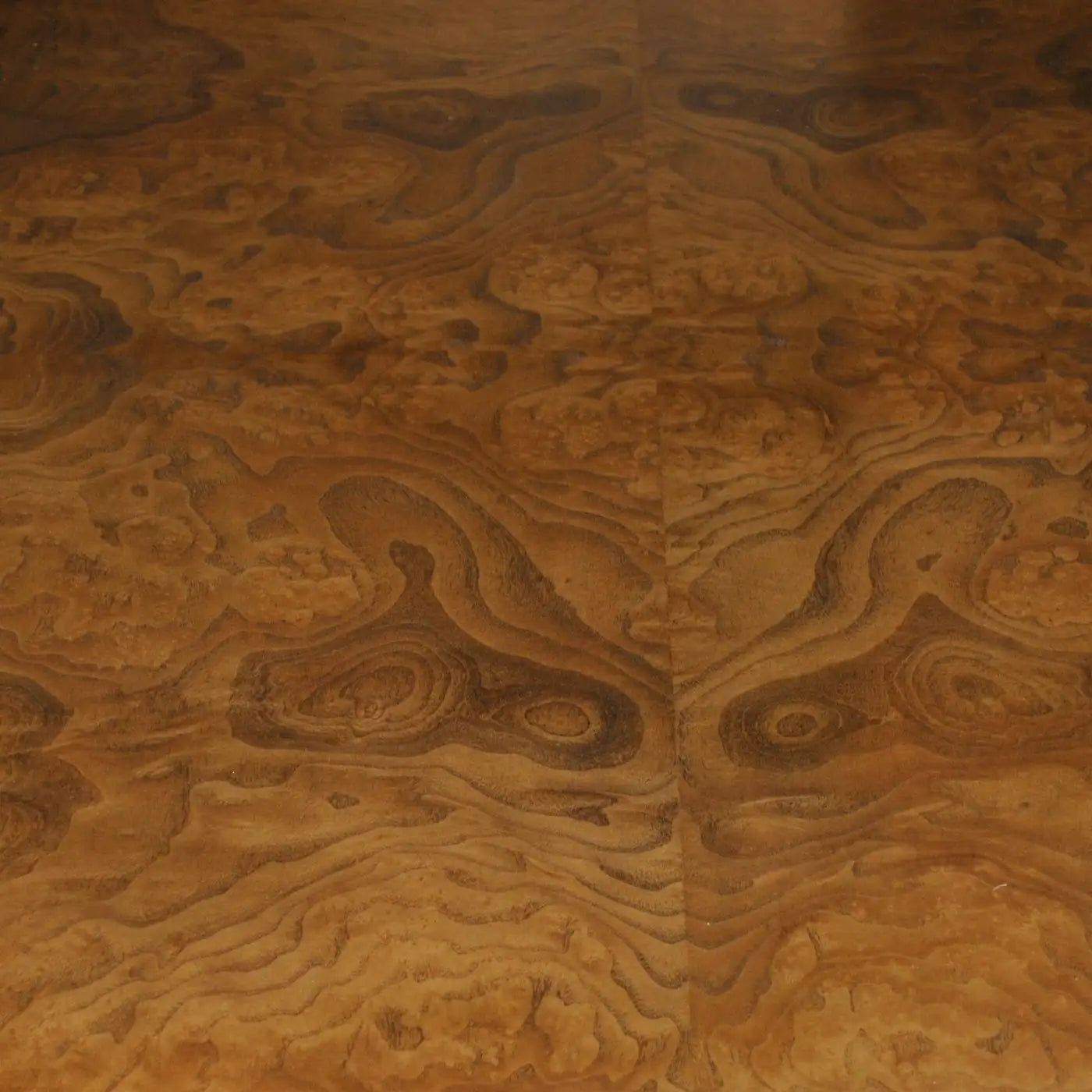 Vintage Mid Century square brass and burl table