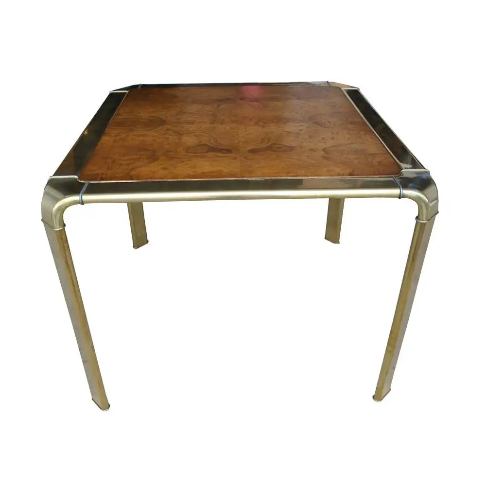 Square Mid Century modern dining table with brass