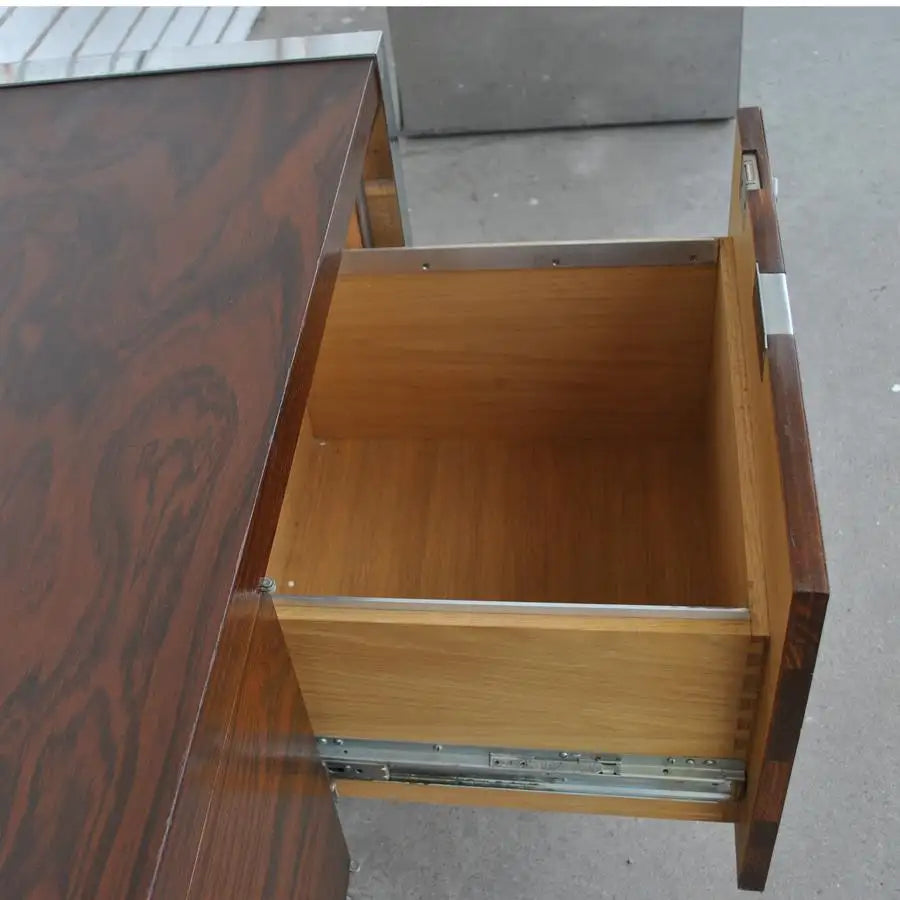 Chrome detail on Roger Sprunger credenza