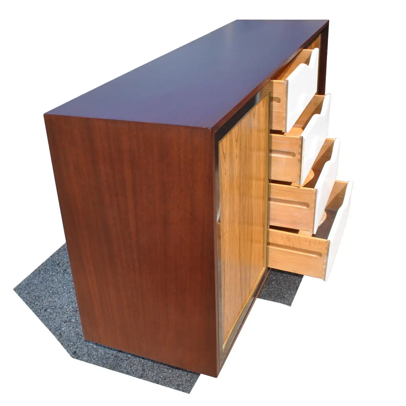 Rosewood mid century credenza with sleek lines