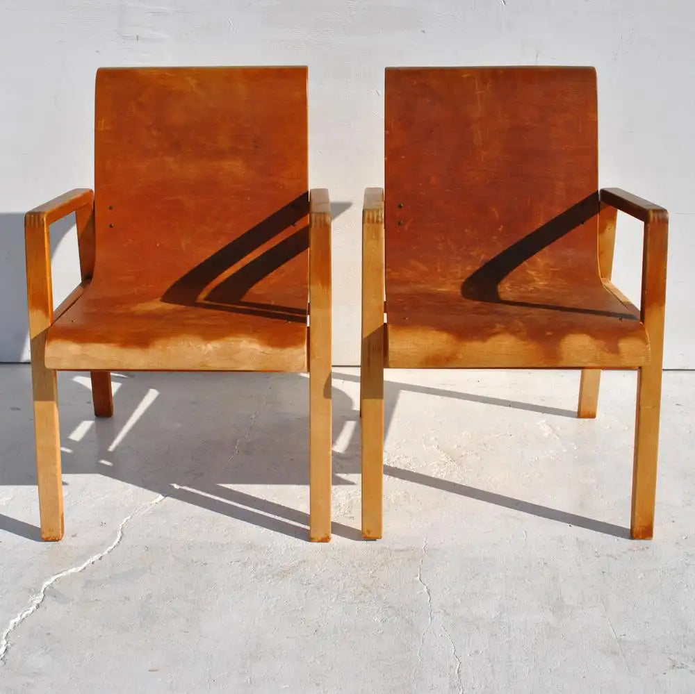 Vintage Pair Hallway 403 Chairs by Alvar Aalto