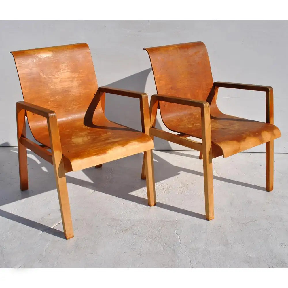 Vintage Pair Hallway 403 Chairs by Alvar Aalto