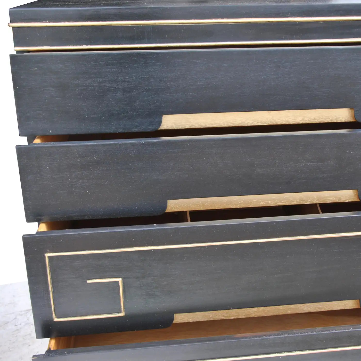Hollywood Regency Ebonized Tall Dresser