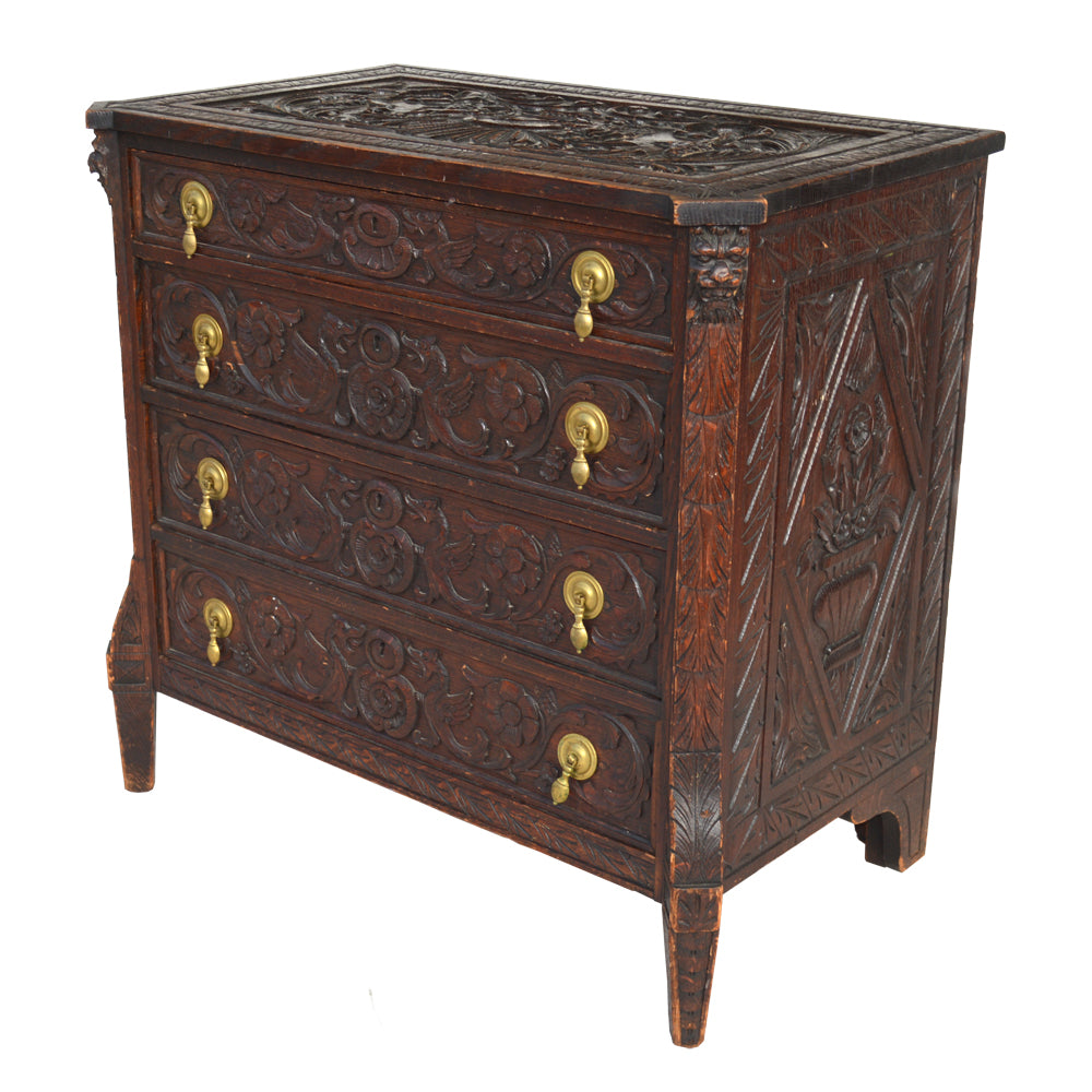 Antique Italian carved wood dresser