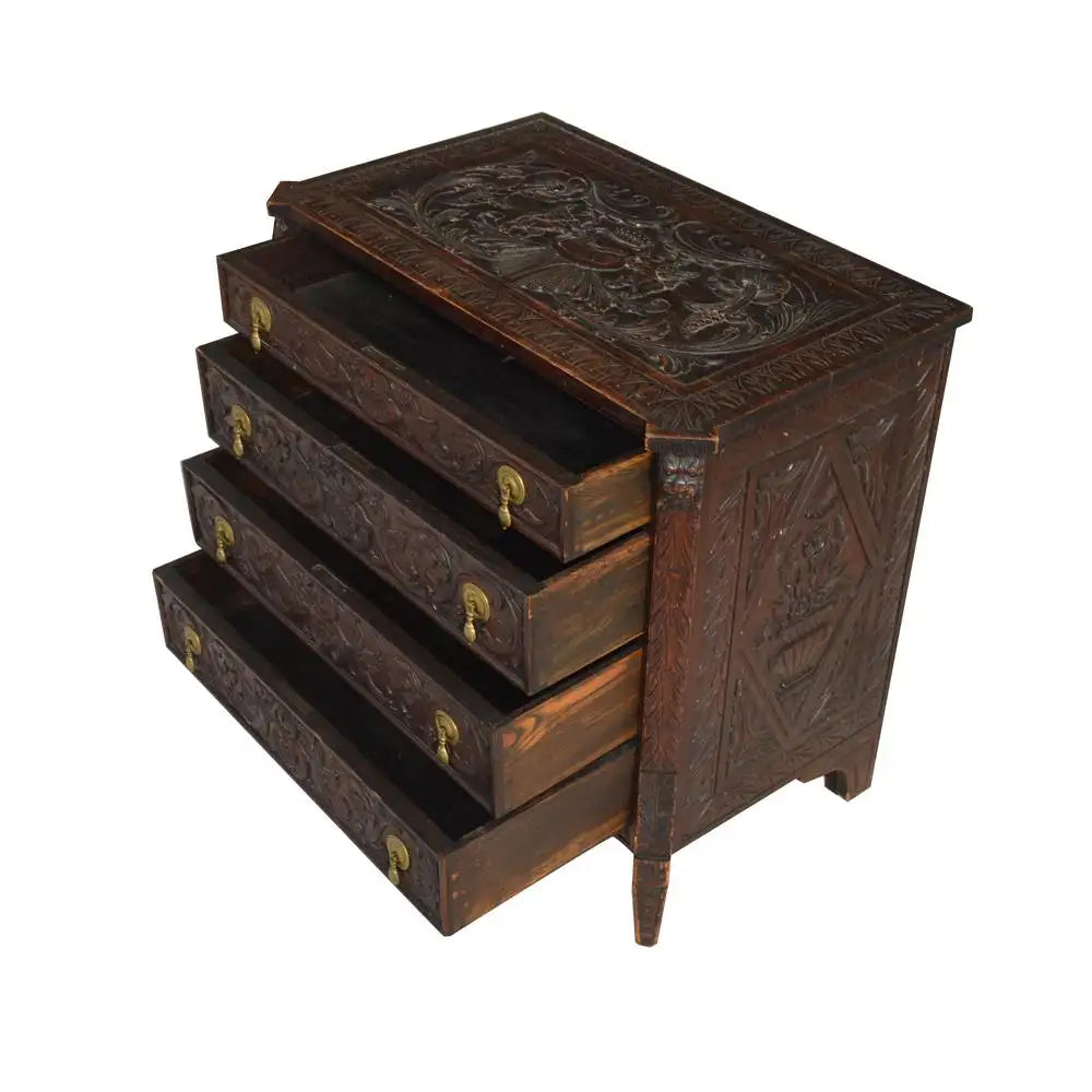 Ornate wood carved 19th century dresser