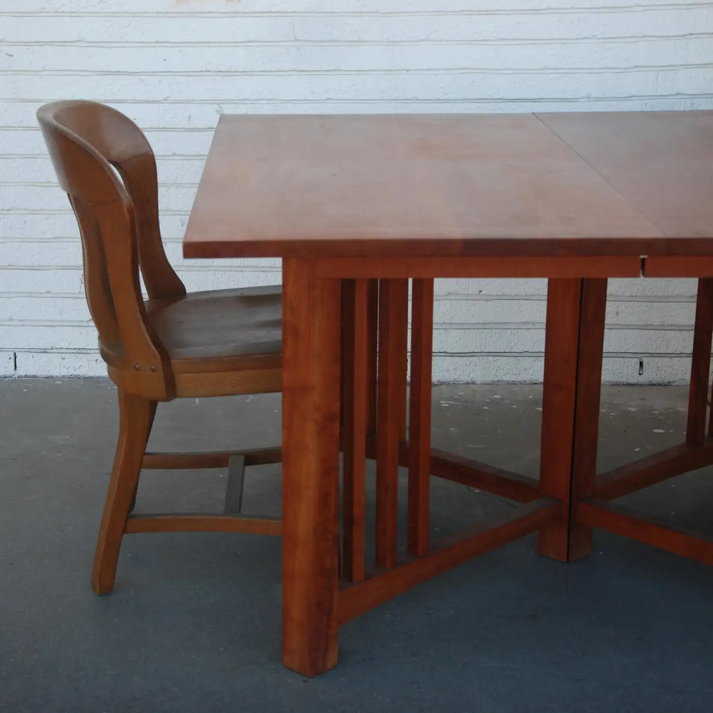Arts and crafts mission trestle table with extensions