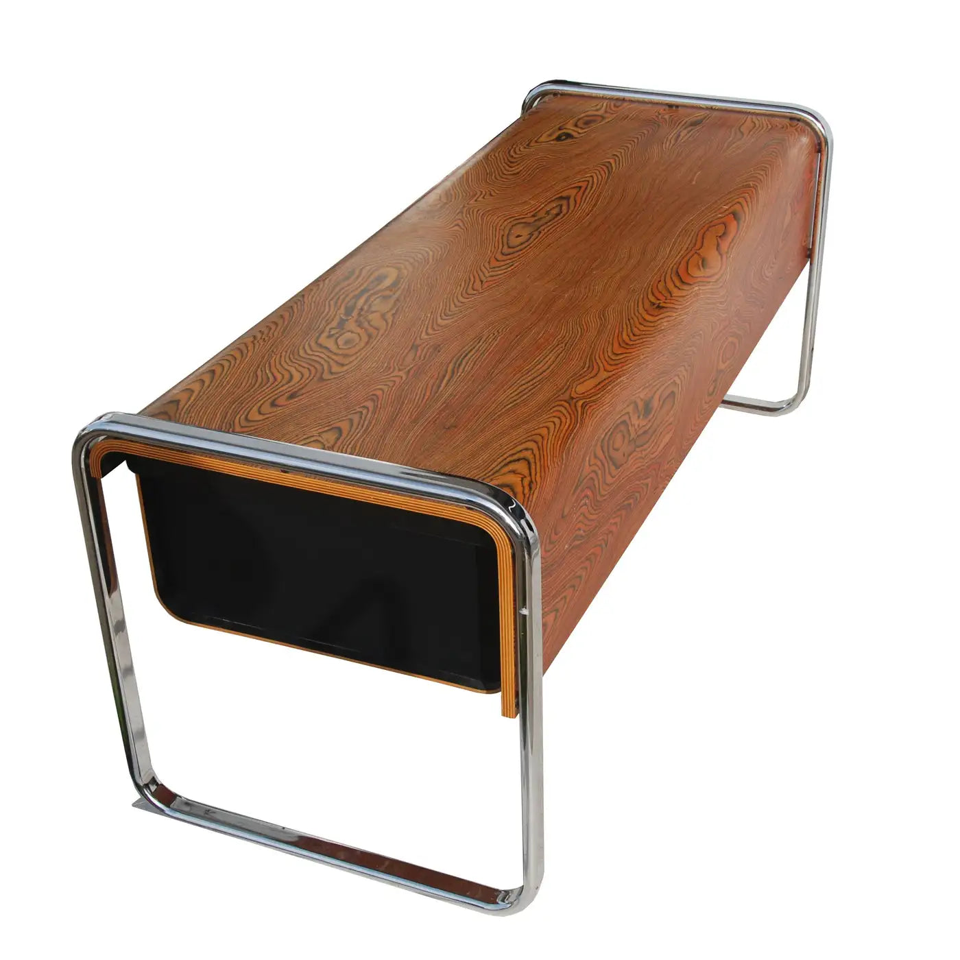 Herman Miller designer credenza with chrome and Zebrawood