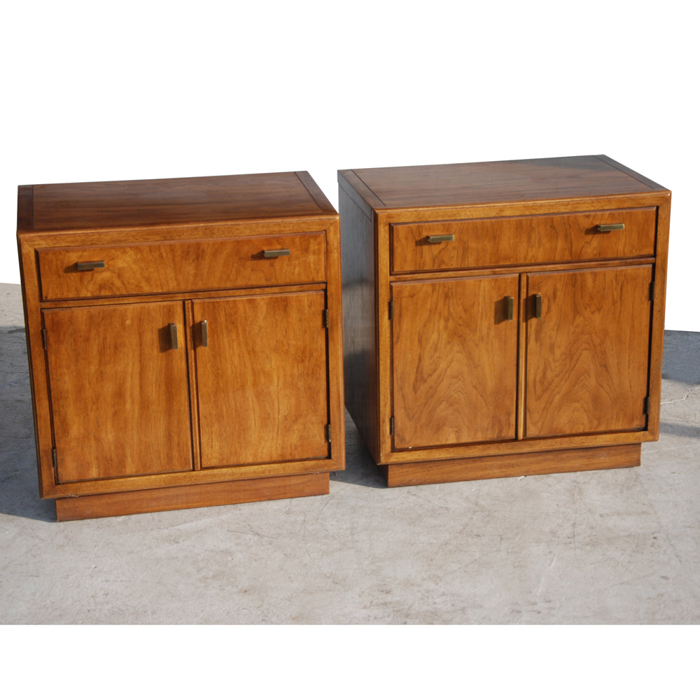 Drexel Consensus vintage pecan nightstands
