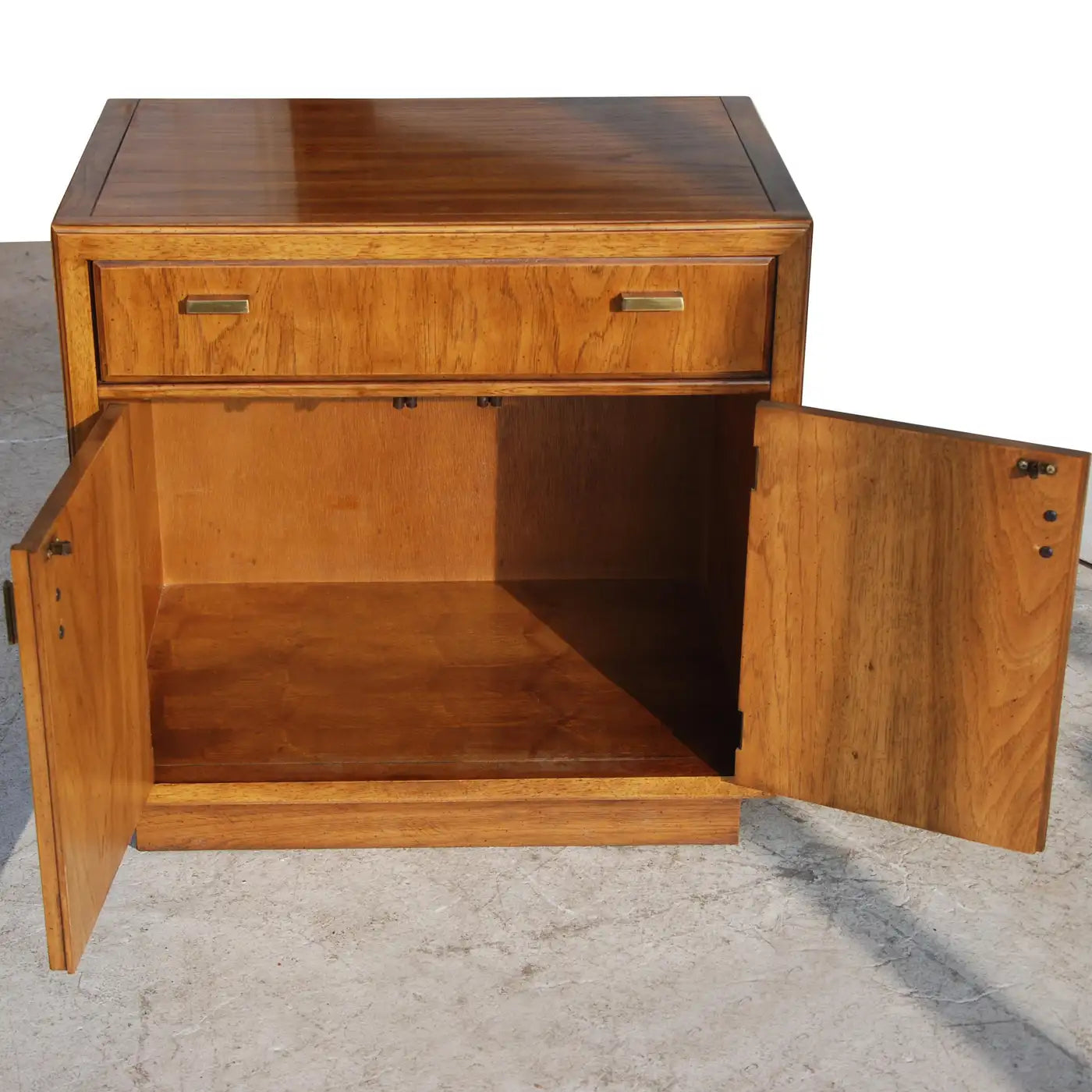 Vintage mid-century pecan wood nightstands