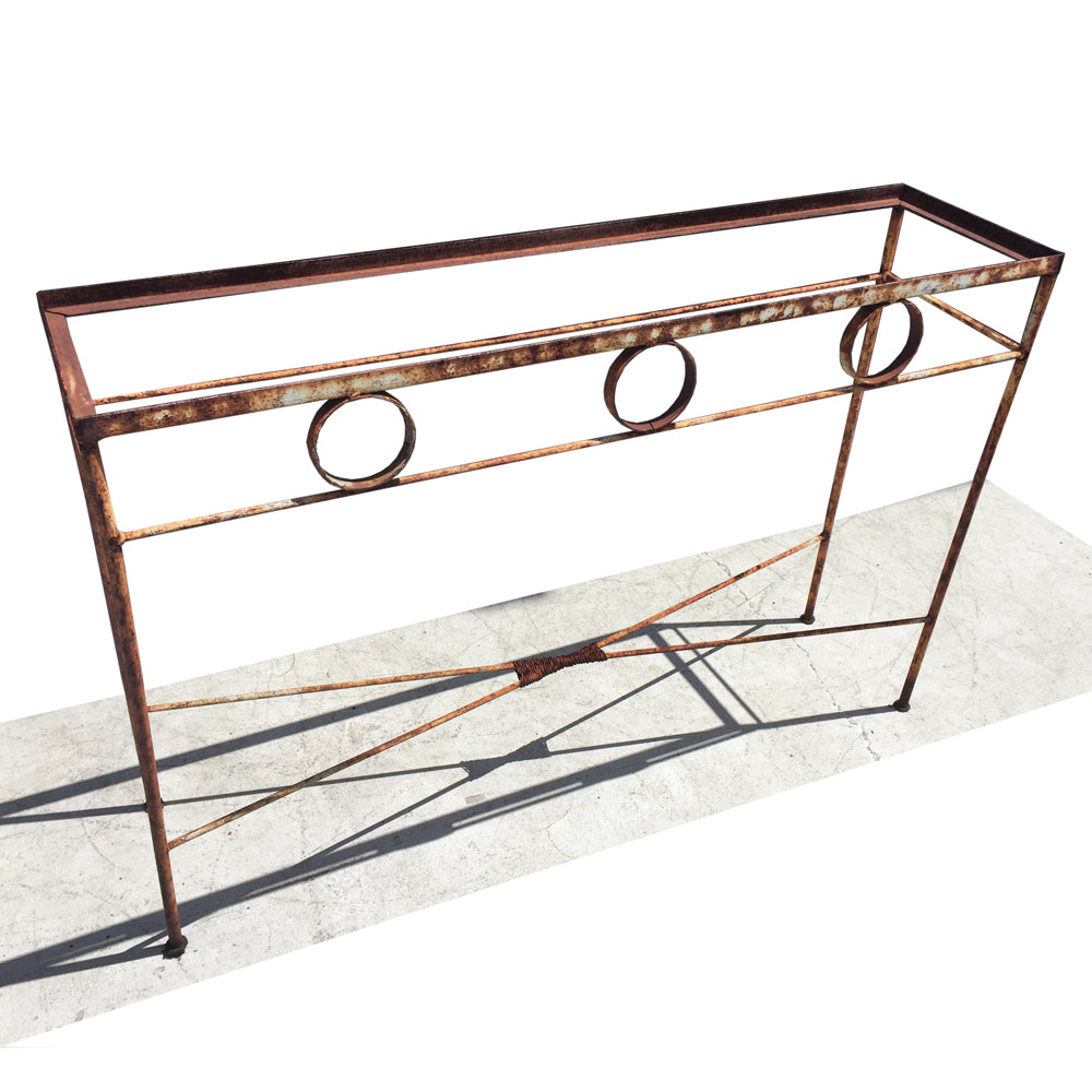 Retro outdoor metal console table base for patio or garden use