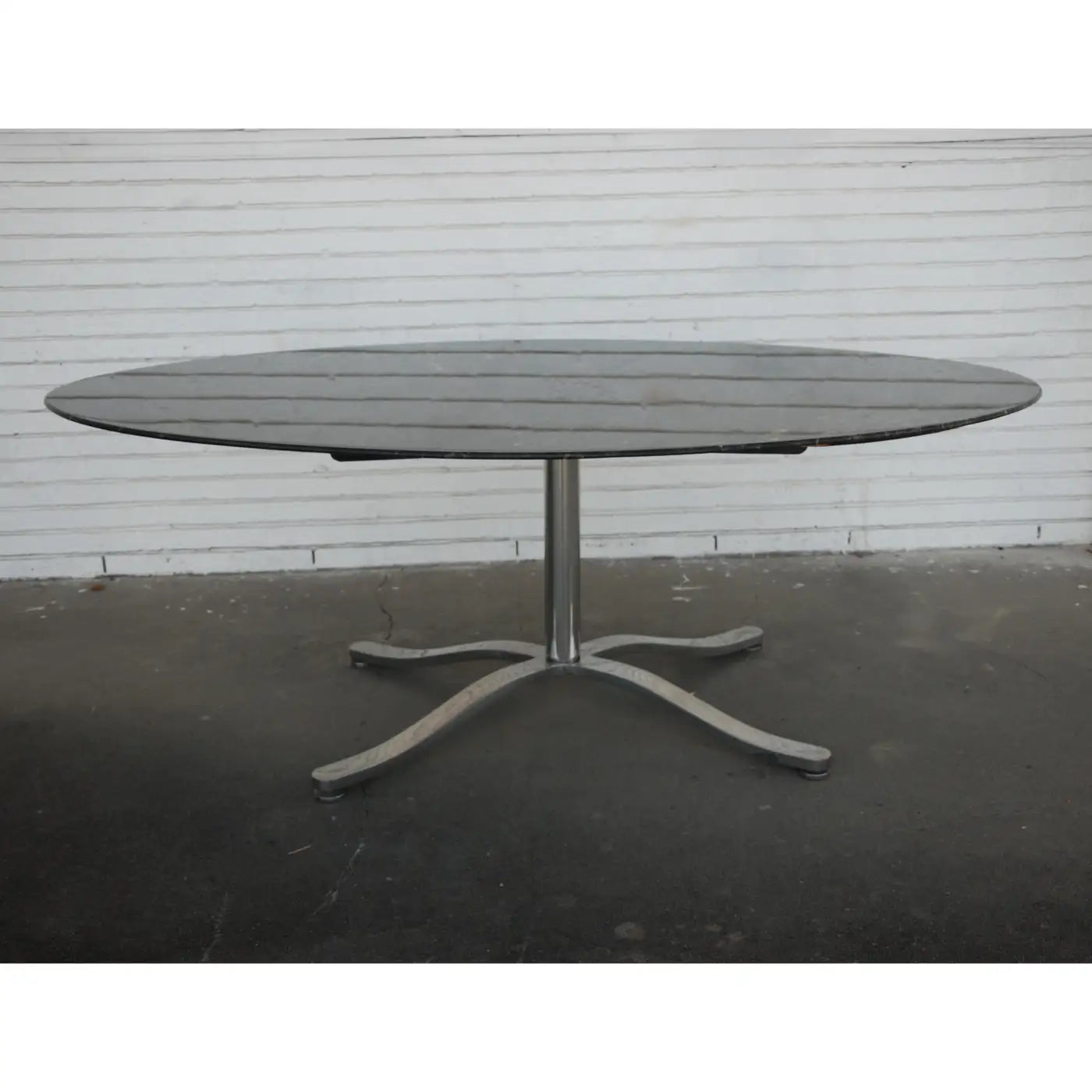 Zographos Black Marquina Marble Stainless Steel Dining Table