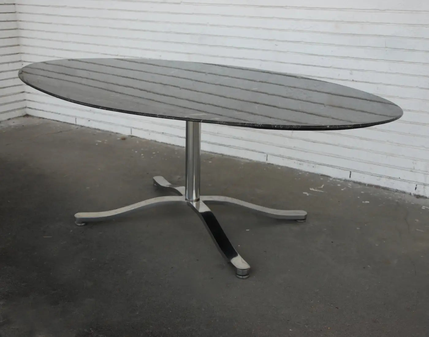 Zographos Black Marquina Marble Stainless Steel Dining Table